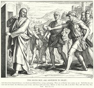 Dva slepí muži jsou obnoveni k vidění (rytina) od Julius (after) Schnorr von Carolsfeld