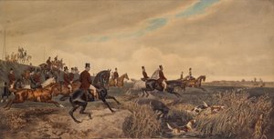Císař František Josef I. s císařovnou Alžbětou při parforsním honu, 1880. od Julius Blaas von