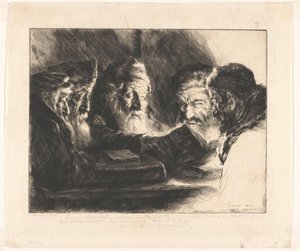 Pět židovských mužů čtoucích od Julius C. Turner (signed by artist)