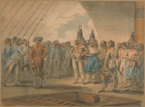 Ceremoniál překročení linie na palubě lodi, "Vestal" od Julius Caesar Ibbetson