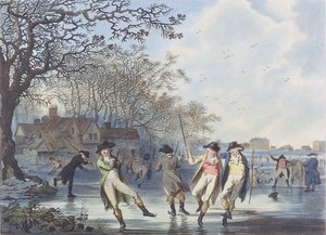Zimní zábava: Pohled v Hyde Parku z Moated House, 1787 (akvatinta) od Julius Caesar Ibbetson
