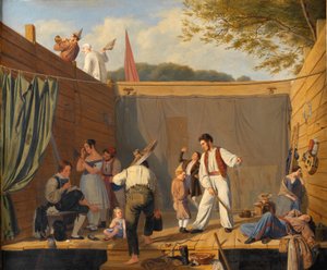 Skupina provazochodců těsně před představením od Julius Friedlænder