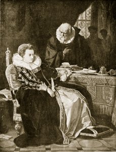 Elizabeth podepisuje Mariin rozsudek smrti, ilustrace z 