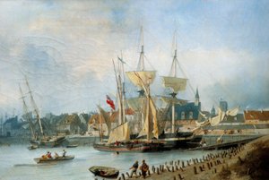 Obraz Vstup do přístavu Dieppe od Julese Hintze (1805-1862) od Julius Hintz