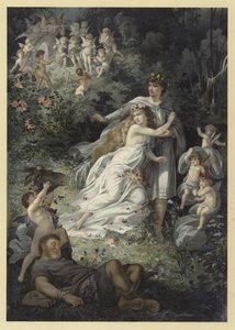 Ilustrace ke hře Sen noci svatojánské (chromolitho) od Julius Hoeppner