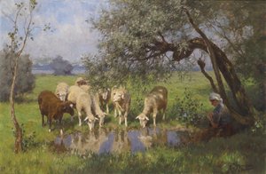 Pastýřka odpočívá od Julius Hugo Bergmann