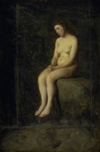 Nymfa. Sedící modelka