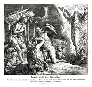 Pastýřům se zjevuje anděl, Lukášovo evangelium od Julius Schnorr von Carolsfeld