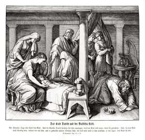 Dítě Davida a Batšeby umírá, 2. Samuelova od Julius Schnorr von Carolsfeld