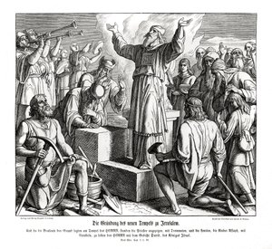 Založení nového chrámu v Jeruzalémě, Ezra od Julius Schnorr von Carolsfeld
