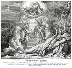 Jákob sní o žebříku do nebe, Genesis od Julius Schnorr von Carolsfeld