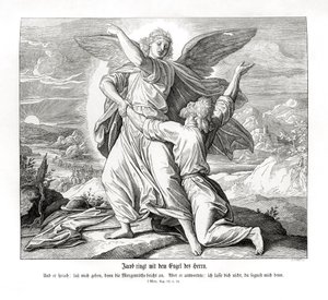 Jákob zápasící s andělem, Genesis od Julius Schnorr von Carolsfeld