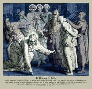 Ježíš a cizoložná žena, Janovo evangelium od Julius Schnorr von Carolsfeld