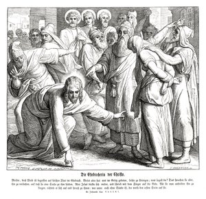 Ježíš a cizoložná žena, Janovo evangelium od Julius Schnorr von Carolsfeld
