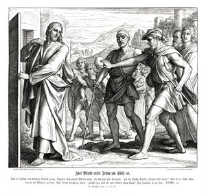 Ježíš a slepci, Matoušovo evangelium od Julius Schnorr von Carolsfeld