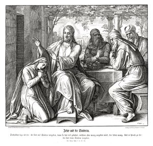 Ježíš a hříšná žena, Lukášovo evangelium od Julius Schnorr von Carolsfeld