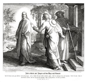 Ježíš se zjevuje dvěma učedníkům, evangelium Lukáše od Julius Schnorr von Carolsfeld
