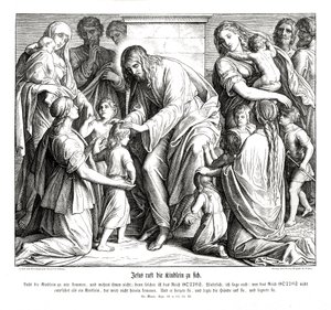 Ježíš k sobě volá děti, Markovo evangelium od Julius Schnorr von Carolsfeld