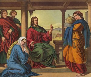 Ježíš v domě Marty od Julius Schnorr von Carolsfeld