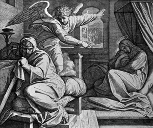 Joosefia varoitetaan pakenemaan Egyptiin od Julius Schnorr von Carolsfeld