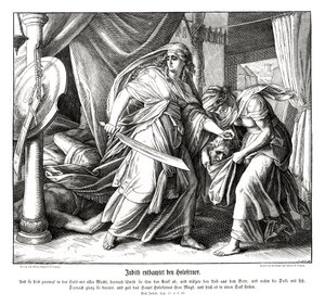 Judith usekne hlavu Holofernesovi, knize Judith od Julius Schnorr von Carolsfeld