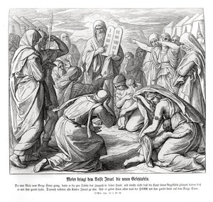 Mojžíš doručuje přikázání, Exodus od Julius Schnorr von Carolsfeld