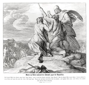 Mojžíš se modlí během bitvy s Amálekem, Exodus od Julius Schnorr von Carolsfeld