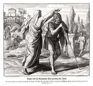 Samuel pomazal Saula jako krále Izraele od Julius Schnorr von Carolsfeld