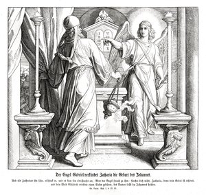 Anděl Gabriel se zjevuje Zachariášovi, Lukáši od Julius Schnorr von Carolsfeld