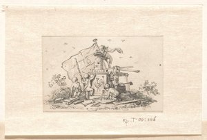 Putti na symboly související s VOC, amsterdamskou komorou a francouzským kohoutem