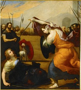 Das Duell von Isabella de Carazzi und Diambra de Pottinella von Jusepe de (1591-1652) Ribera