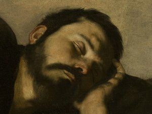 Jákobův sen, detail obličeje od Jusepe de Ribera