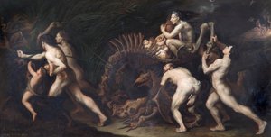 „La Carcasse: Čarodějnice nakreslená na kostře netvora“, 17. století od Jusepe de Ribera