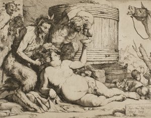 Silenus u vinné kádě od Jusepe de Ribera