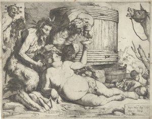 Silenus u vinného sudu od Jusepe de Ribera