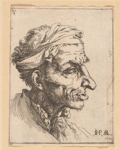 Malá groteskní hlava od Jusepe de Ribera