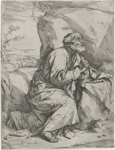 Penitent Saint Peter, kolem 1621 (lept s rytinou na položený papír) od Jusepe de Ribera