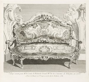 Pohovka popravená pro pana hraběte de Bielinski Grand M.al koruny Polské v roce 1735; Pohovka vyrobená pro hraběte z Bielinski v roce 1735, 4. deska od Juste Aurèle Meissonnier