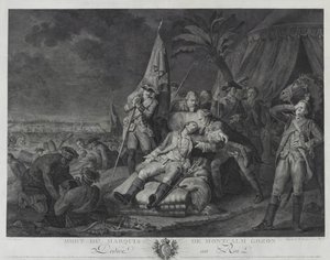 Smrt markýze de Montcalm Gozon (rytina) od Juste Chevillet