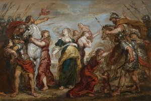 Smíření Římanů a Sabinů, c. 1655-1656.