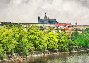 Pražský hrad a řeka od Justyna Jaszke