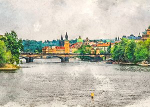 Pohled na Prahu z řeky od Justyna Jaszke