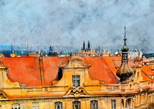 Pohled ze střechy v Praze od Justyna Jaszke