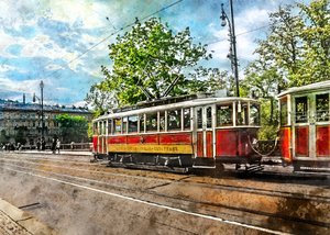 Retro městská tramvaj od Justyna Jaszke