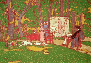 Malování Lazarine a Anelly v parku. Je horko, 1910 od József Rippl Rónai