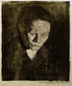 Skloněná ženská hlava od Käthe Kollwitz
