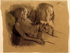 K. Kollwitz, Spící dítě a dětská hlava od Käthe Kollwitz