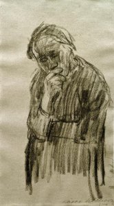 Stojící žena s hlavou položenou na pravé ruce od Käthe Kollwitz