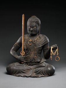 Fudō Myōō, počátek 13. století (lak a zlato s křišťálem) od Kaikei Kaikei