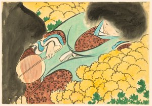 Květiny sta světů (Momoyogusa): Chrysanthemum Boy (Kikuujidō) od Kamisaka Sekka